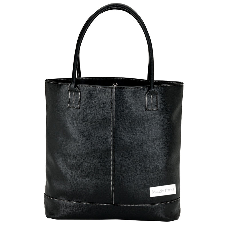 Black Lichee Snap Closure Zippered Pocket Tote Bag* Black Lichee Snap Closure Zippered Pocket Tote Bag*