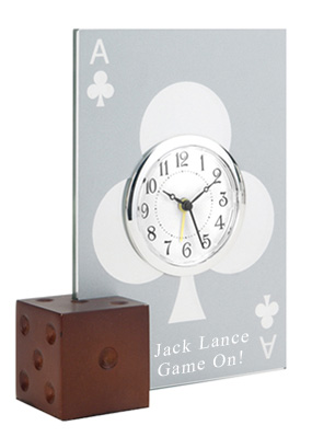 Glass Poker Card Alarm Clock with Dice*