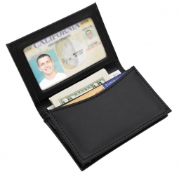 Multi-Function Black Leather Business ID Card Money Case
