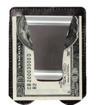 Black Leather Smart Money Clip and Credit Card Holder