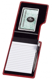 Leather Notepad Jotter & Credit Card Holder + Pen