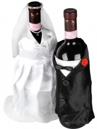 Champagne Wedding Bride and Groom Wine Bottle Decorations*