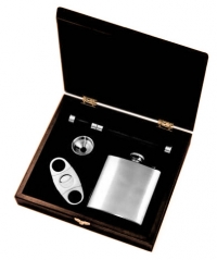 Cigar & Flask Wood Box Set*