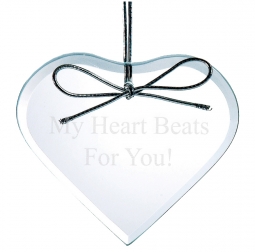 Custom Clear Glass Beveled Heart Ornament