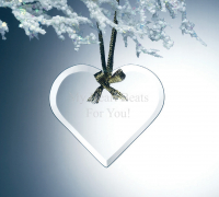 Custom Clear Glass Beveled Heart Ornament