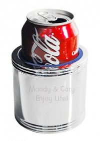 Engraved Polished Stainless Steel Insulated Koozie Can Holder