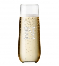 Crystal Clear Stemless Champagne Glass Flute (Optional Personalized Crystal Rhinestones)