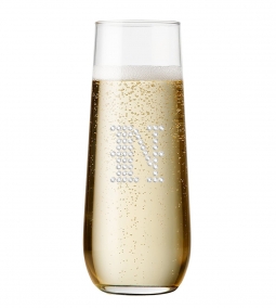 Crystal Clear Stemless Champagne Glass Flute (Optional Personalized Crystal Rhinestones)