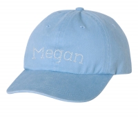 Custom Rhinestones Baby Blue Ball Cap with Adjustable Snap Buckle