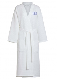 Long Soft Waffle Weave Kimono Robe with Dual Pockets