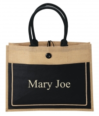 Natural 2-Tone Brown/Black Cotton Canvas Jute Bags