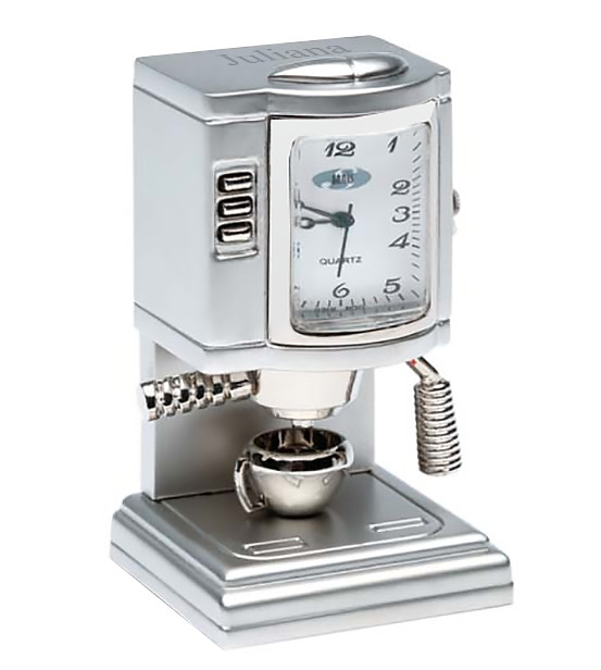 Silver Metal Espresso Coffee Machine Mini Desk Clock*