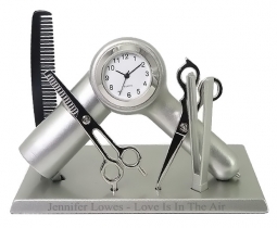 Silver Metal Professional Hair Dresser Tools Mini Desk Clock