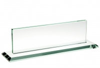 Custom Jade Glass Office Desk Name Plate (2 Pieces: Unattached Name Plate + Base)