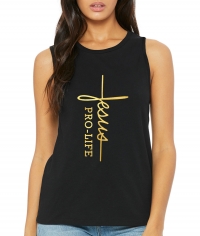 Custom Foiled/Metallic Jesus "CROSS" Women's Christian Black Fitness Jersey Tank