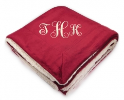 Custom Red Micro Plush Sherpa Throw Blanket with Inner Faux Lambswool