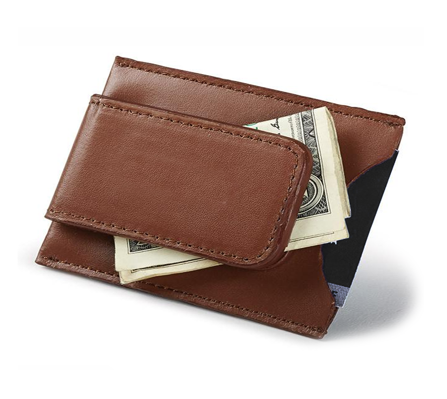 Credit Card Case & Money Clip: Brown Caviar