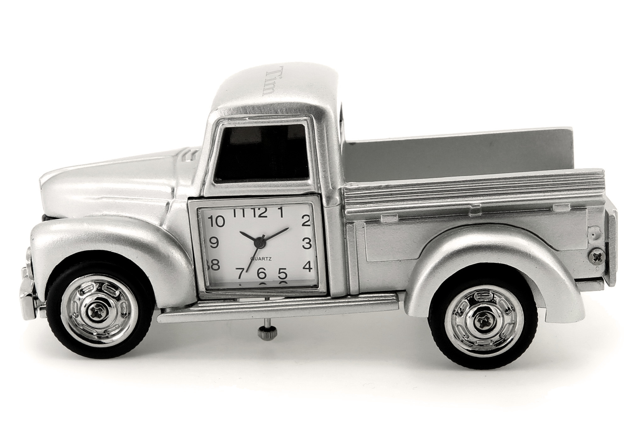 Silver Metal Pickup Truck Mini Desk Clock