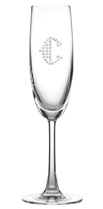 Crystal European Toasting Flute Champagne Glass (Optional Rhinestones)