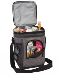 Two-Tone 18 Can Zippered Compartment Lunch Cooler Bag with Padded Handle