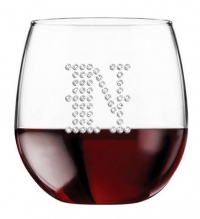 Elegant Stemless Wine Drinking Glass (Optional Personalized Crystal Rhinestones)