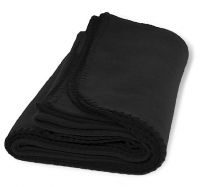 Black Polyester Lightweight Fleece Travel Blanket