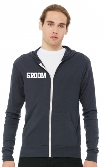 Unisex Grey Tri-Blend Sponge Full-Zip Athletic Hoodie