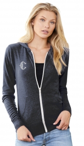 Unisex Charcoal-Black Triblend Full-Zip Lightweight Activewear Hoodie