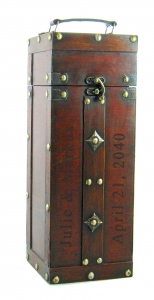 Medieval Wood Wine Box Carrier with Swing Brass Clasp