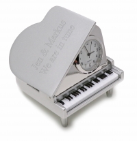 Polished Silver Mini Grand Piano Desk Clock