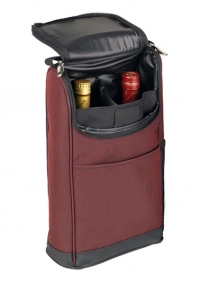 Foam Padded Double Wine Bottle Case with Pockets