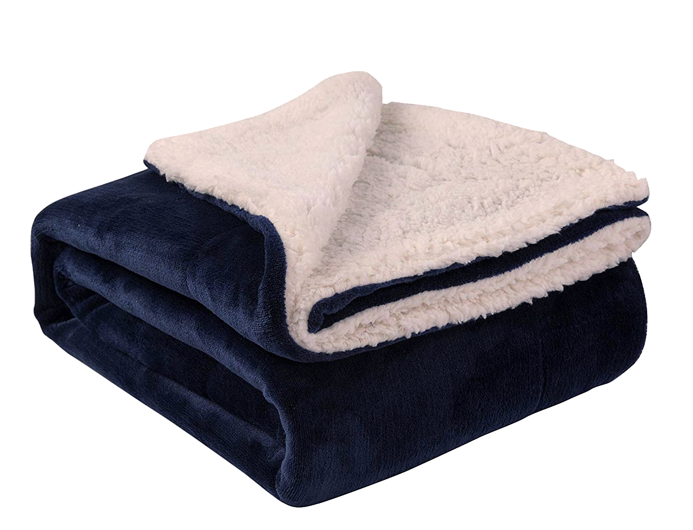 Personalized Navy Micro Plush Sherpa Throw Blanket With Inner Faux