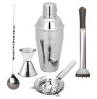 5-Piece Stainless Steel Martini Cocktail Shaker Set