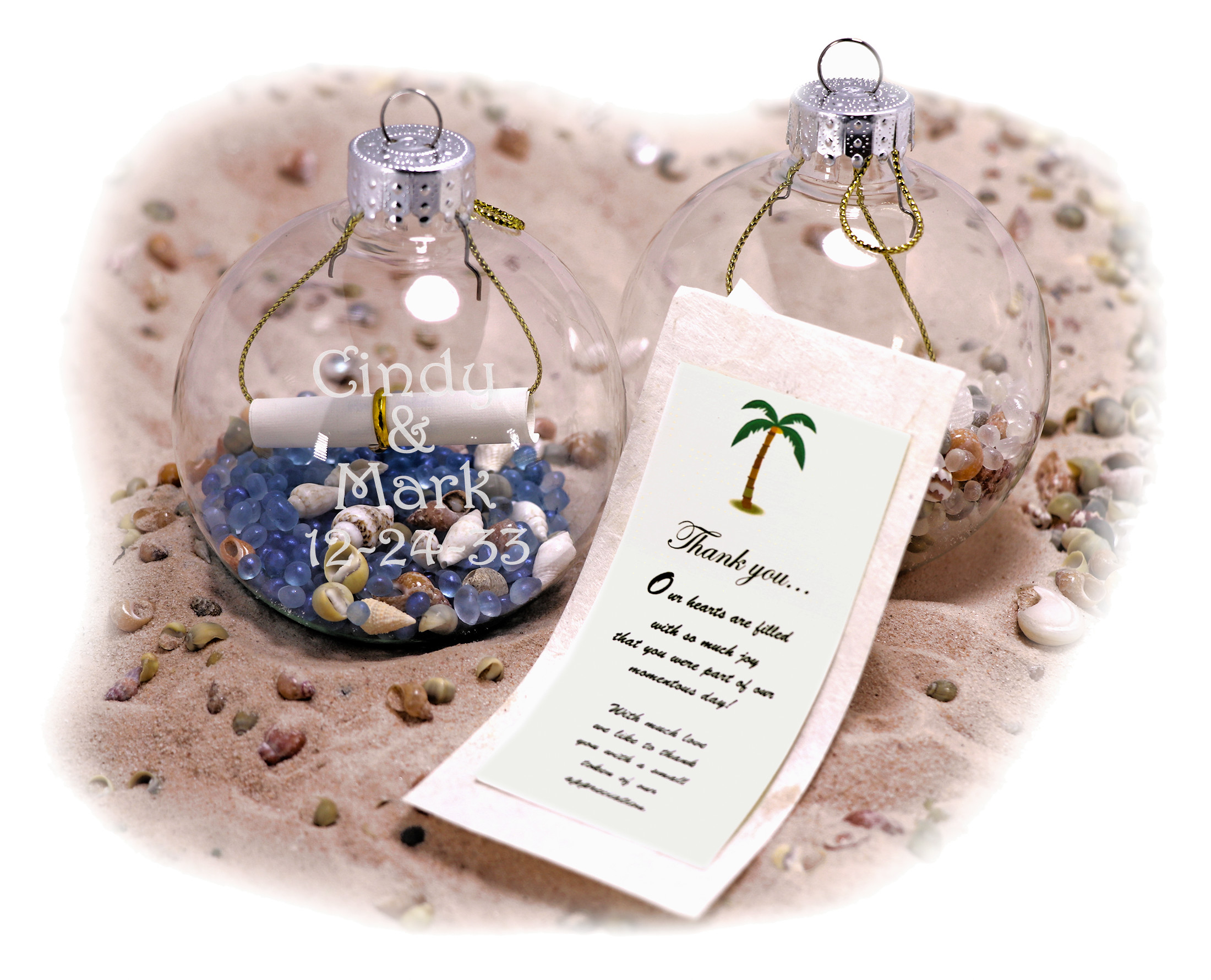 personalized glass ornaments wedding favors