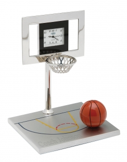 Personalized Silver Basketball Coach Award Court Clock