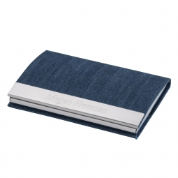 Blue Denim Magnetic Business Card Case Holder