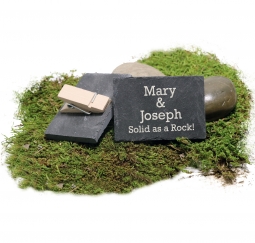 Engraved "Solid as a Rock" Slate ID Slate with Wooden Clothespin