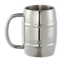 14 oz Personalized Silver Growl Double Wall Stainless Barrel Mug