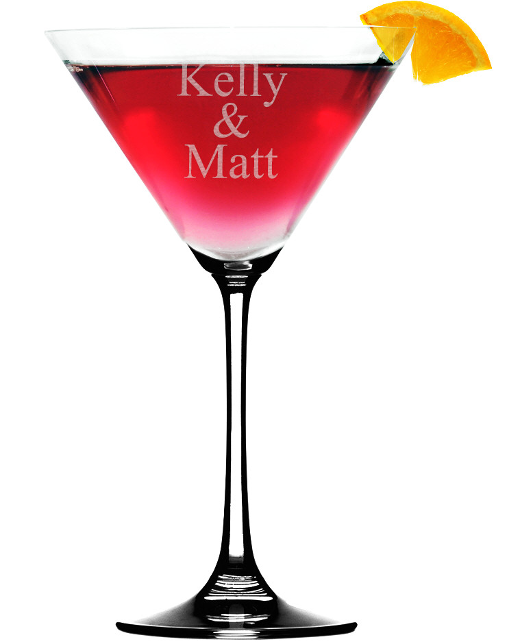 Personalized Martini Glasses Custom Engraved Set of 2- Lemon Drop