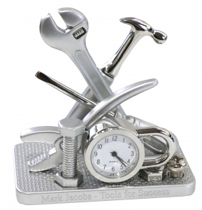 Alloy Metal Handyman Tool Set Mini Desk Clock