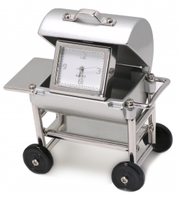 Silver Metal Barbecue Grill Mini Desk Clock