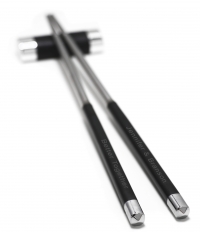 Engraved Black & Silver Modern Stainless Steel Chopstick Pair