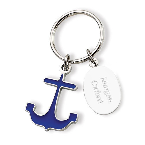 Personalized Blue Sailboat Anchor Keychain*