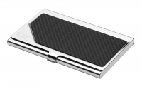 Carbon Fiber & Polished Silver Business Card Case Holder