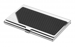 Carbon Fiber & Polished Silver Business Card Case Holder