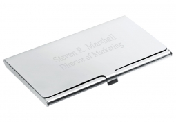 Slim Polished Silver Light Weight Executive Business Card Case