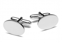 Personalized Silver Polished Oval Cufflinks