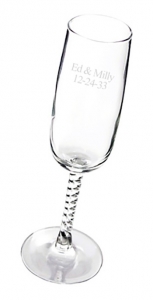 Engraved Champagne Glass With Braided Stem*