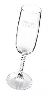 Engraved Champagne Glass With Braided Stem*