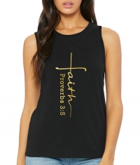 Custom Foiled/Metallic Christian "FAITH" Cross Women's Black Fitness Jersey Tank